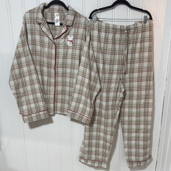 NWT Disney Flannel Plaid Pajama Set Mickey Mouse Snowman size 3x - Picture 2 of 14